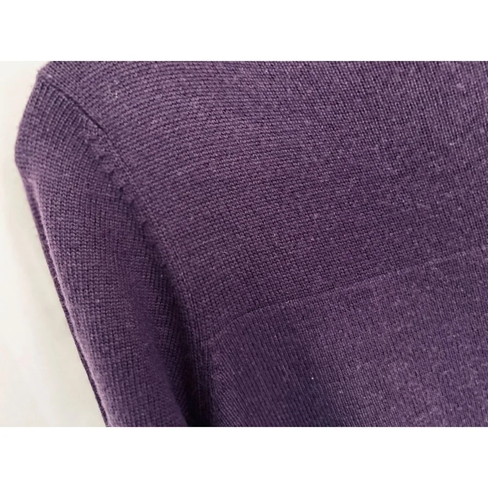 Lord&Taylor Knitted Merino Wool Sweater Boatneck Pullover Knitted Purple Size Me
